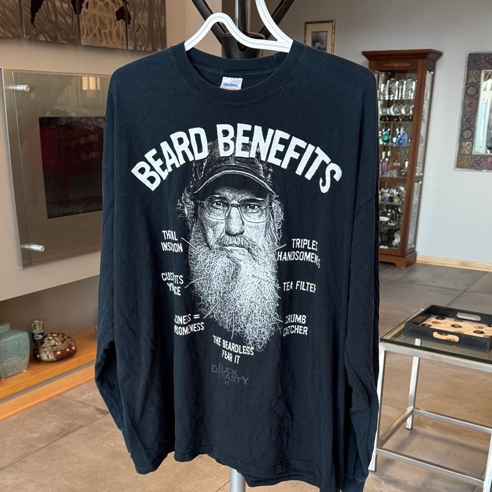 Duck Dynasty Beard Benefits Black Graphic Men's Shirt 2XL